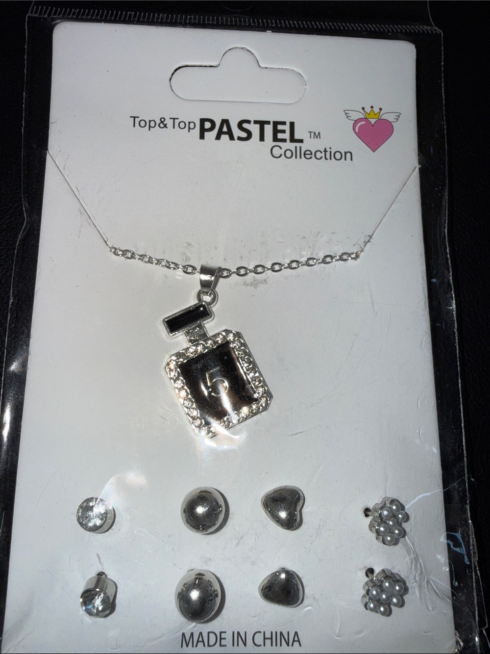 Silver Perfume Bottle Pendant Necklace - Silver